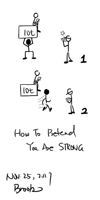 Stickman pretending to be strong by taking photos