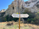 Signage showing position in valley and distance to Goreme and Uchisar