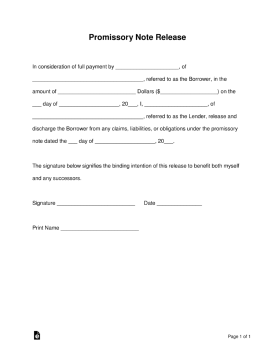 Free Promissory Note Templates Word