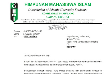 Contoh Surat Undangan Hmi