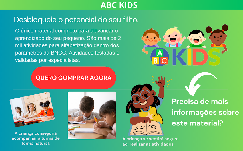 Buscando atividades para seu planejamento de aulas?  Venha conhecer a ABC KIDS - ATIVIDADES PARA ALFABETIZAÇÃO.