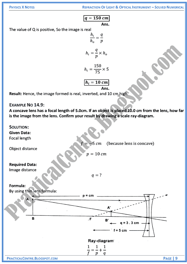 refraction-of-light-and-optical-instruments-solved-numericals-example-and-problem-physics-x
