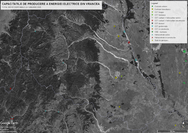 Unitati de producere a energiei electrice din judetul Vrancea in anul 2020.