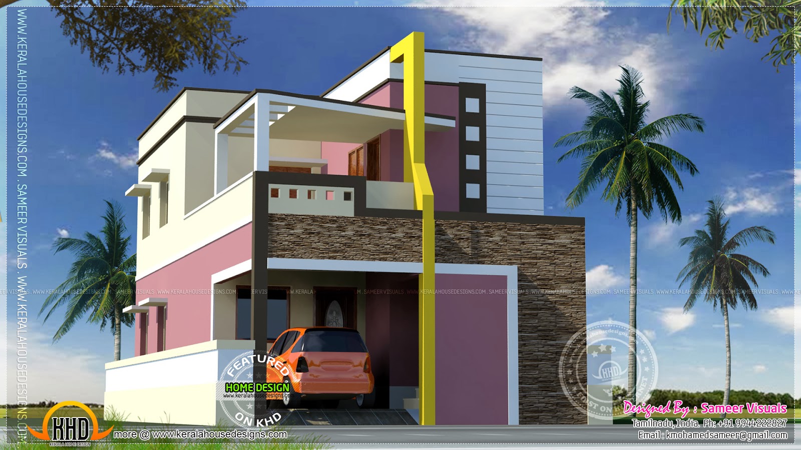 Modern style  south  Indian  house  exterior Kerala home  