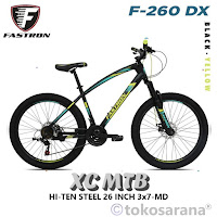 Sepeda Gunung Fastron F260DX 3x7-MD 26 Inch x 2.35 Inch MTB Hi-Ten Steel 3x7Sp Fork Susp Travel 120m Mech Disc Brake Mountain  Bike