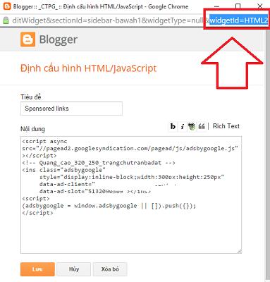 Cách tìm ID của một widget trong Blogspot