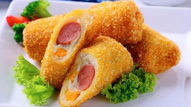 Resep Roti Goreng Isi Sosis Saus Putih