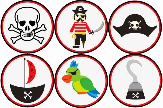 Divertidos Piratas: Toppers y Wrappers para Cupcakes para Imprimir Gratis.