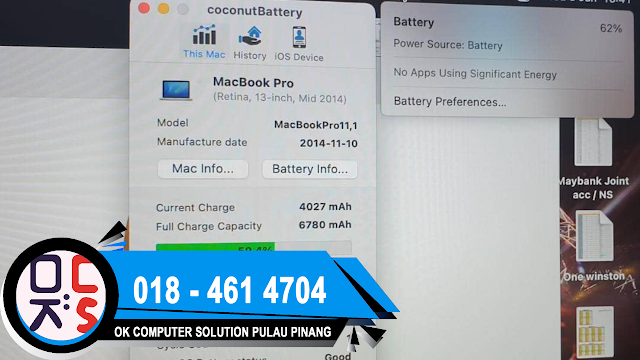 SOLVED : KEDAI MACBOOK JELUTONG | MACBOOK PRO 13 A1502 | BATTERY FAST DRAIN | NEW BATTERY REPLACEMENT