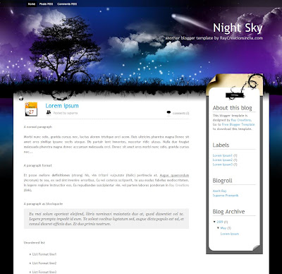 Night Sky Blogger Theme