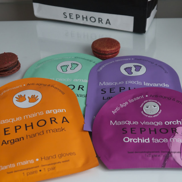 Sephora hand mask, face mask and feet mask