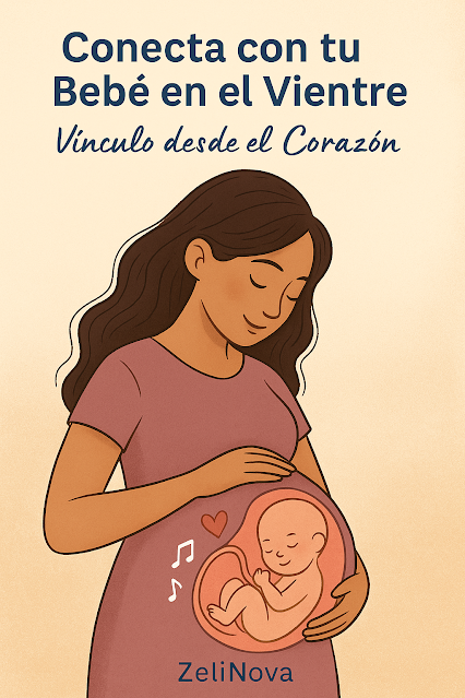 Mamá embarazada conectandoc on su bebé