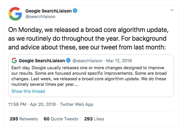 April 2018 Core Update