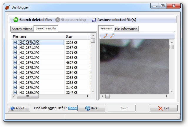 استرجاع الصور المحذوفة ببرنامج diskdigger