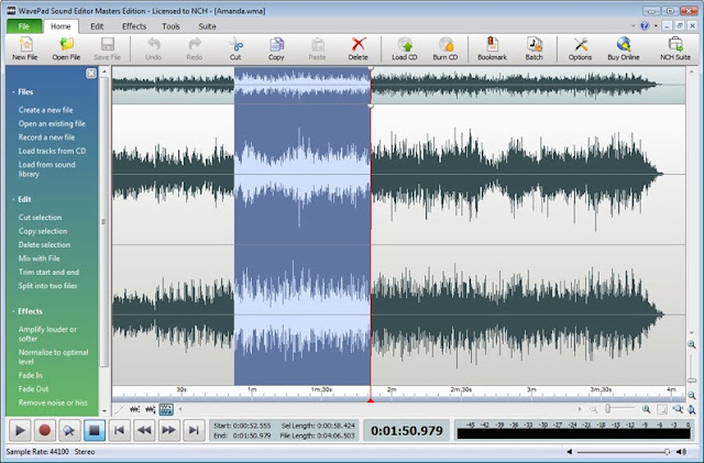 برنامج تسجيل وتعديل الصوت WavePad Audio Editing