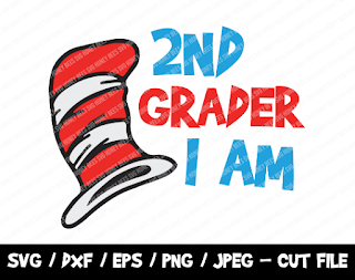 2nd Grader I Am SVG, The Cat I The Hat Cut File, Instant Download, File For Cricut & Silhouette, Silhouette, Back To School Vinyl Cut File