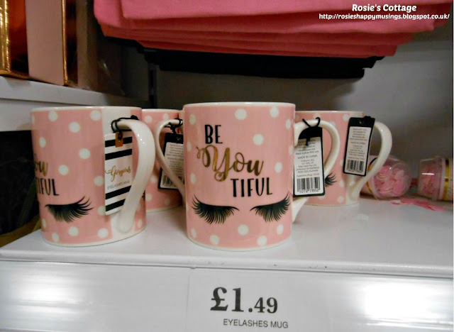 Let's go shopping at Home Bargains: Pretty in Pink - Eyelashes on everything including bags, mugs, pyjamas, hairbrushes, cushions....