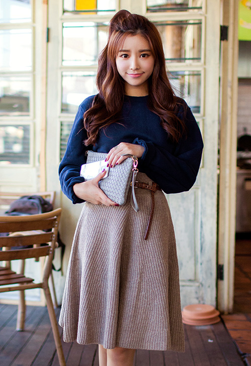 Flared Knit Skirt