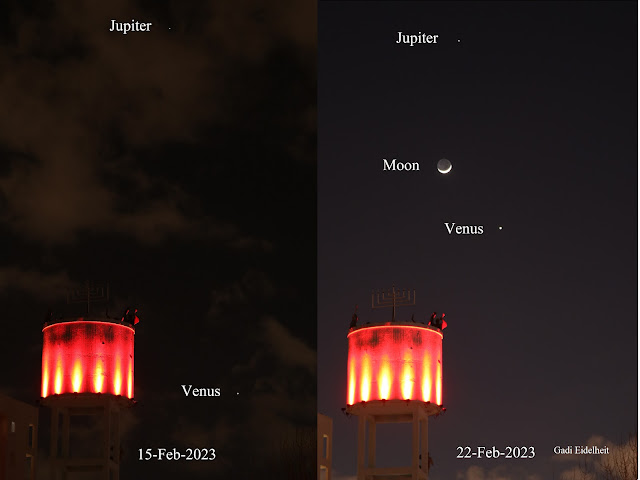 Venus Jupiter and the new moon 22/2/2023