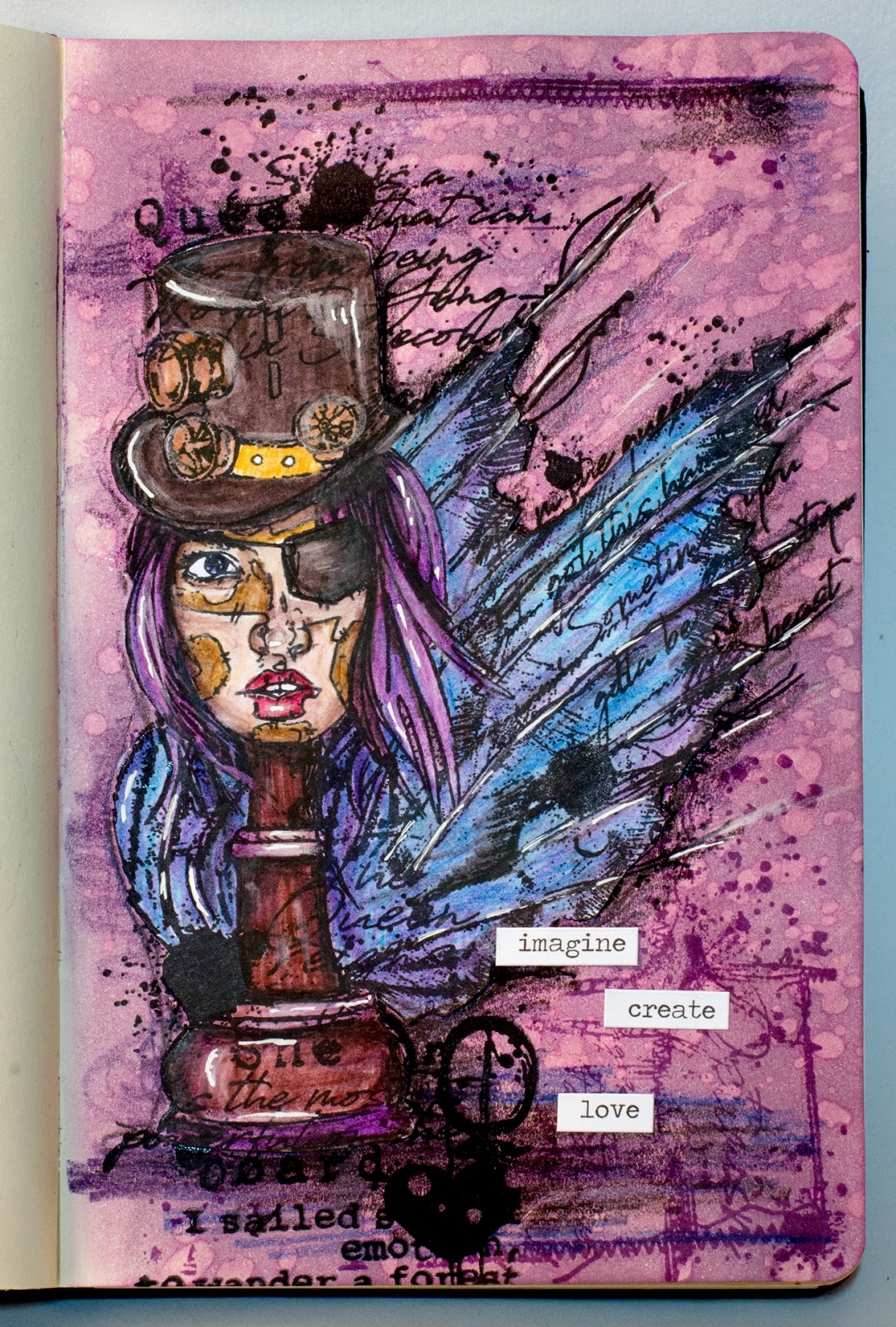 Art journal page (GDT AALL&Create): Chess Lady