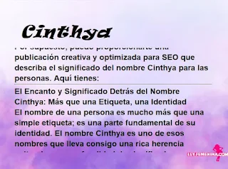 significado del nombre Cinthya