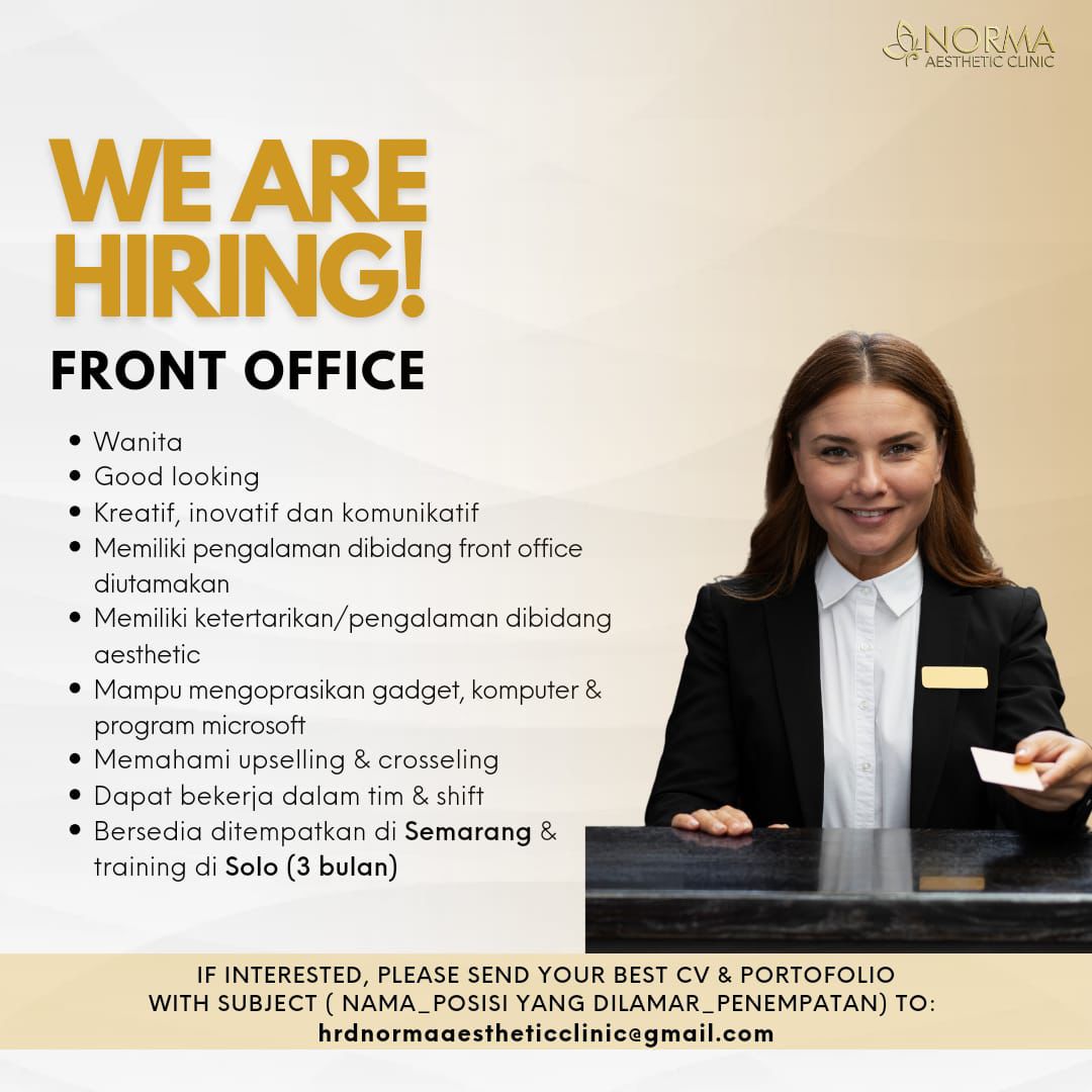 Loker Bulan Mei 2024 di Norma Aesthetic Clinic Semarang