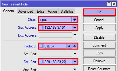 MikroTik Firewall filter tehnik 2 terima beberapa blok semuanya