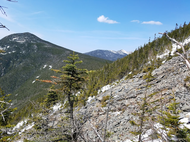 Early Spring ascent of the Mount Flume Talus Slide