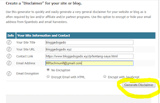 Cara Membuat Diclaimer blog dengan privacypolicyonline.com