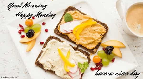 good morning monday images with breakfast