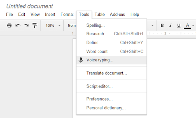 Google Docs Voice Typing