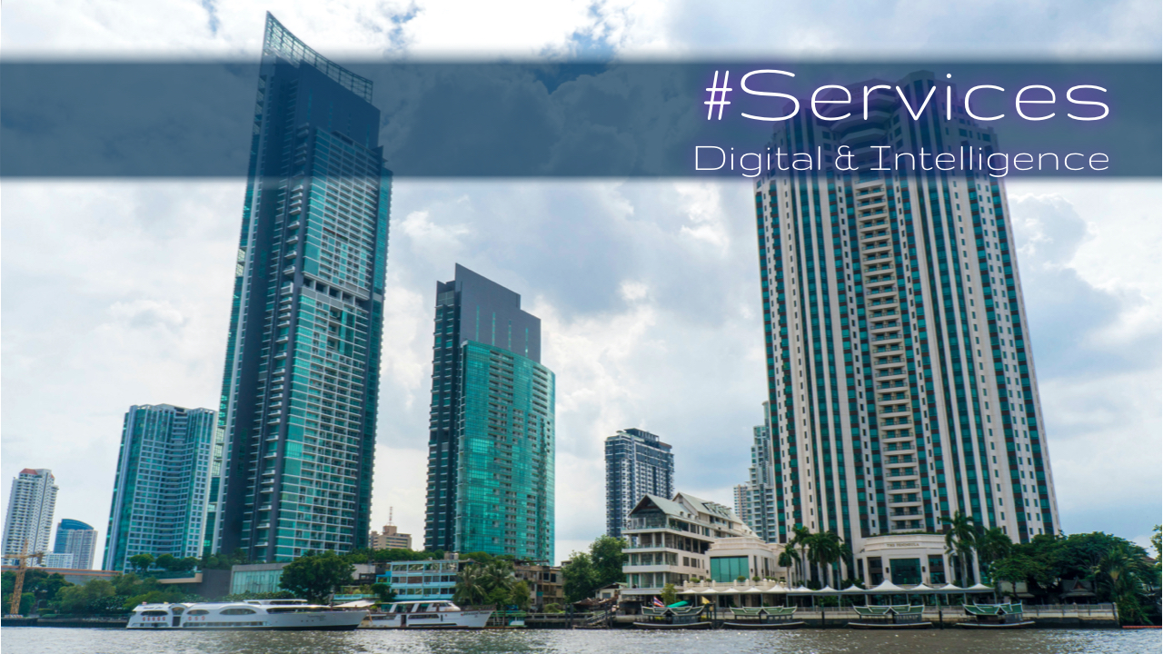 Online services, Buildings in Bangkok from Chao Phraya River