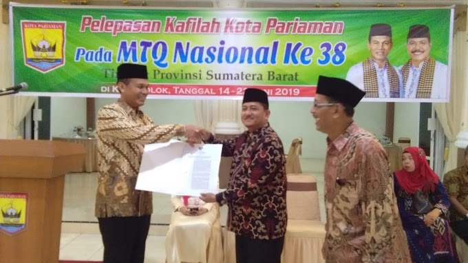 Sebelum Bertolak Ke Tanah Suci, Wako Genius Resmi Melepas Kafilah Kota Pariaman Ikuti MTQ Ke-38 di Kota Solok