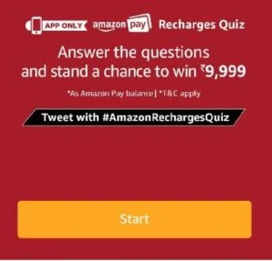 (All Answers)Amazon Recharges Quiz-Win Rs.9999 amazon Pay balance