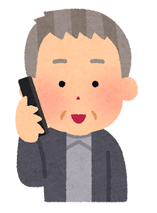 電話をする人のイラスト（高齢男性・笑顔）