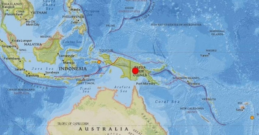 TERREMOTO EN PAPÚA NUEVA GUINEA de Magnitud 7.5 - Alerta de Tsunami (Hoy Domingo 25 Febrero 2018) Sismo Temblor EPICENTRO - Tierras Altas - Porgera - USGS