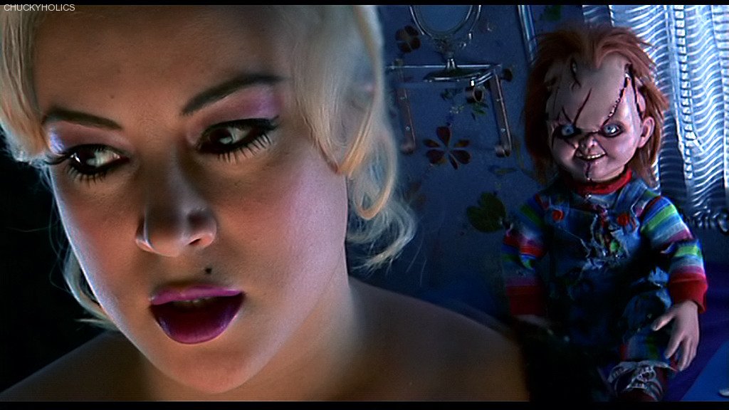 As Bride of Chucky opens a police officer has stolen the torn up remains of 