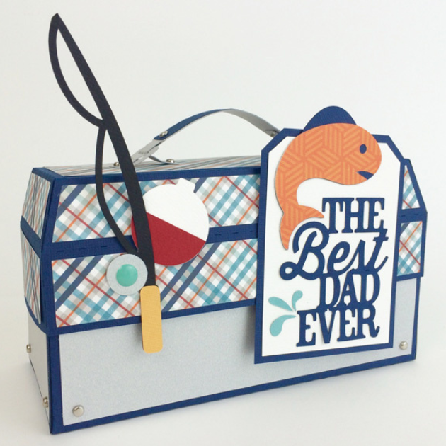 Father's Day Fishing Tackle Handmade Gift Box made with an SVG cutting file