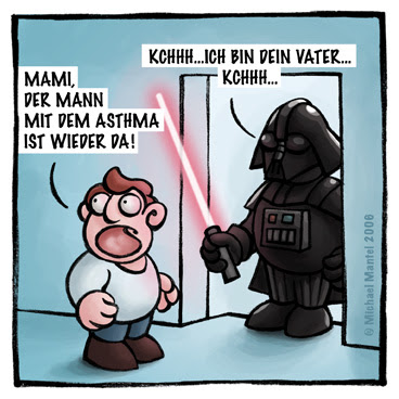 Darth Vader Star Wars Vater Laserschwert Vaterschaftstest  Cartoon Cartoons Witze witzig witzige lustige Bilder Bilderwitz Bilderwitze Comic Zeichnungen lustig Karikatur Karikaturen Illustrationen Michael Mantel lachhaft Spaß Humor Witz