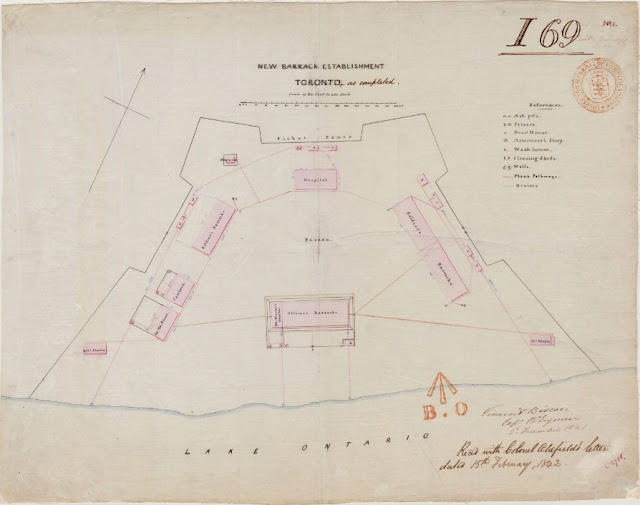 Map: 1841 Biscoe: New Barrack Establishment, Toronto, as Completed
