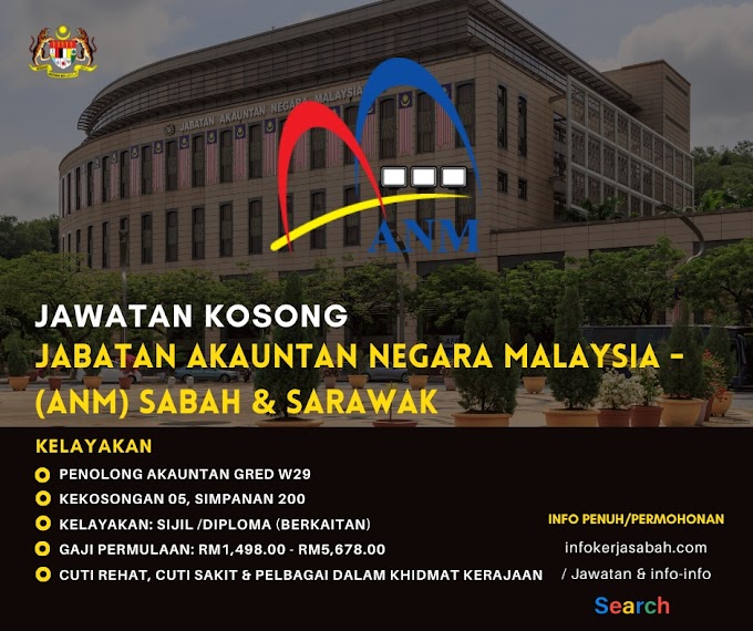 Iklan Kekosongan Kerajaan Jabatan Akauntan Negara Malaysia - Sabah & Sarawak