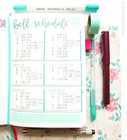 school bell schedule bullet journal spread