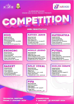 Lomba Futsal, Basket, MHQ Olimpiade, Solo Vokal, Mobile Legends, FIFA, English Debate dan Ratoeh Jaroe 2024