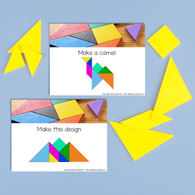 Photo of task cards with tangrams.