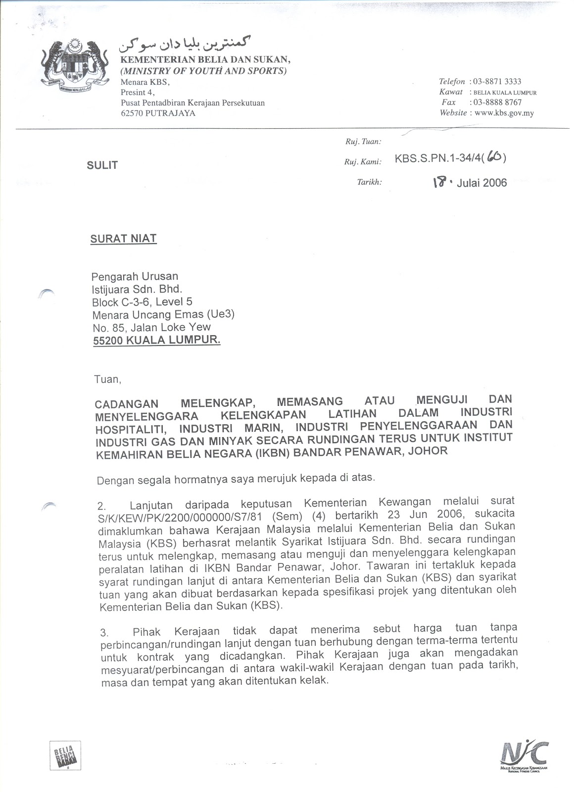 Datuk Bandar Contoh Surat