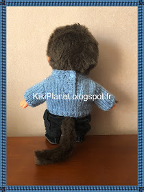 Pull bonhomme de neige fait main pour Kiki ou Monchhichi, handmade, tricot, knitting, vintage