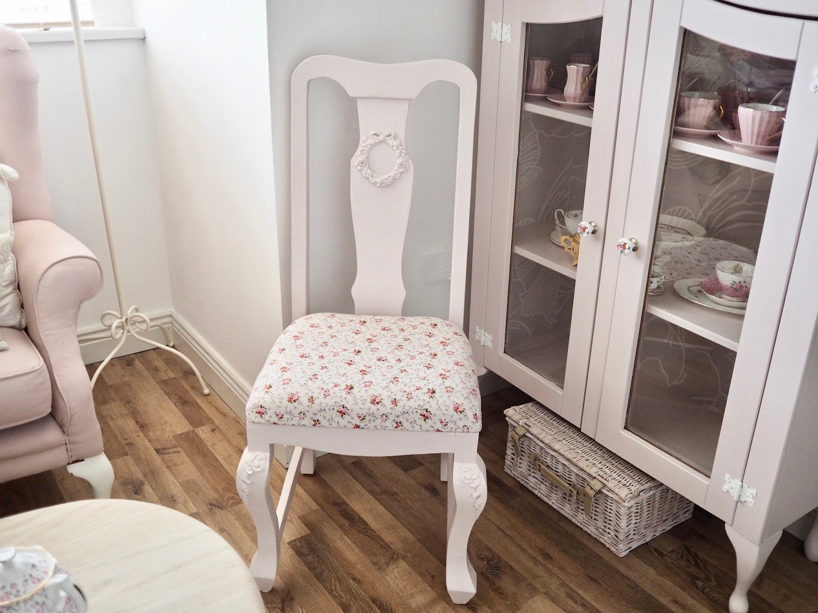 upholstering and painting an old chair  dainty dress diaries