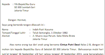 Contoh Surat Izin Tidak Masuk Sekolah Karena Sakit 2019 ...