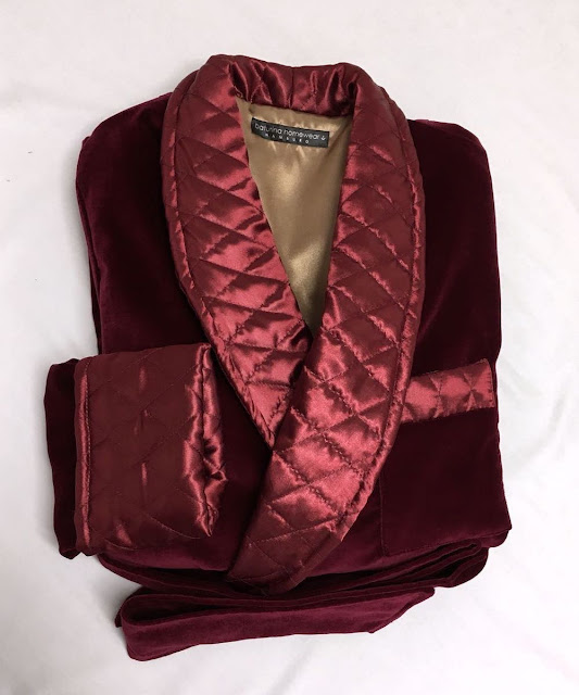 mens red velvet robe warm dressing gown quilted silk smoking jacket burgundy