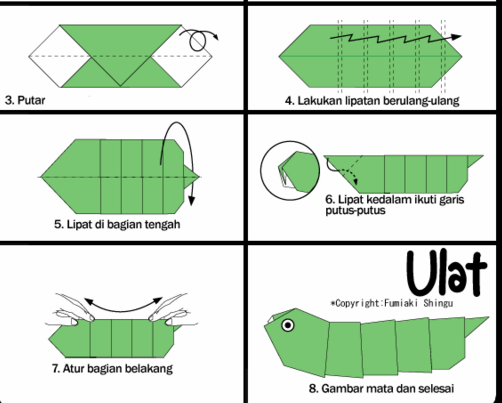  ORIGAMI  ULAT CARA MELIPAT KERTAS SEDERHANA UNTUK ANAK  PAUD  